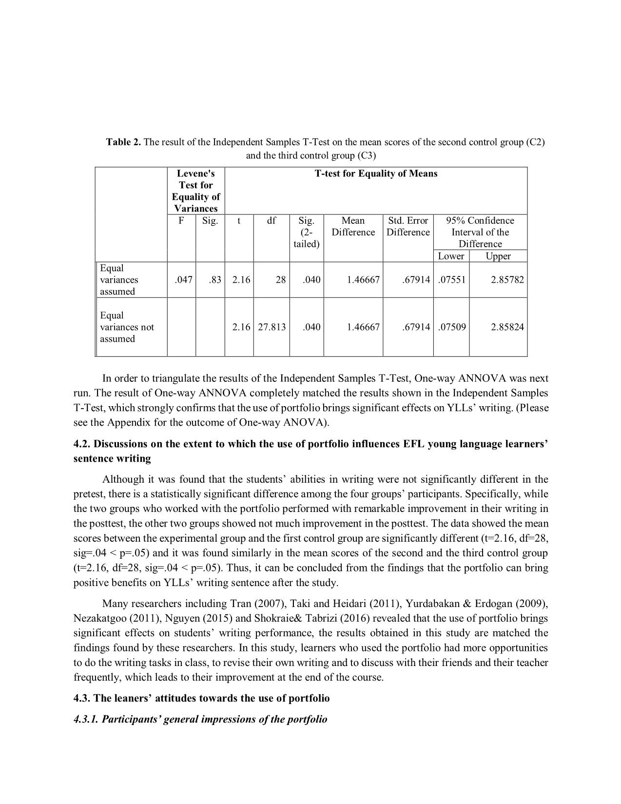 The use of portfolios on efl young learners’ sentence writing: A case at an english language centre in the Mekong delta trang 8