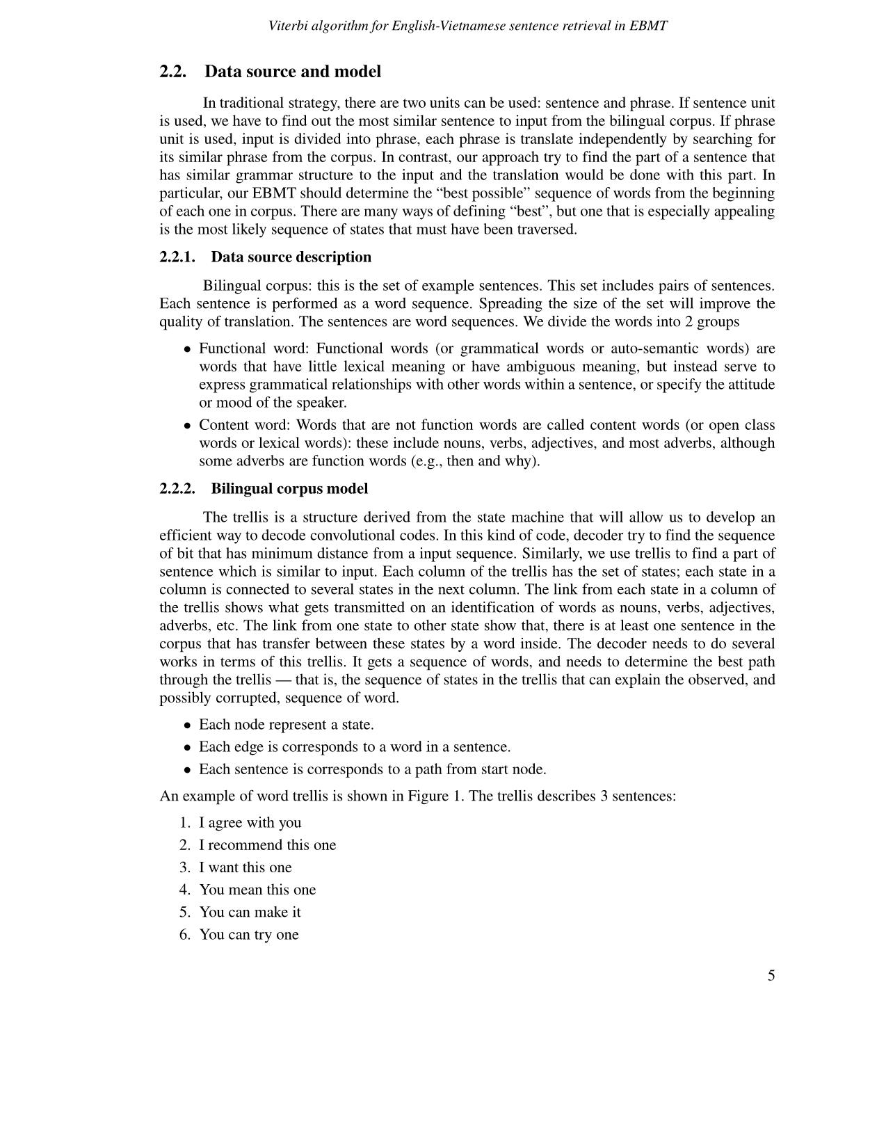 Viterbi algorithm for english - Vietnamese sentence retrieval in ebmt trang 3