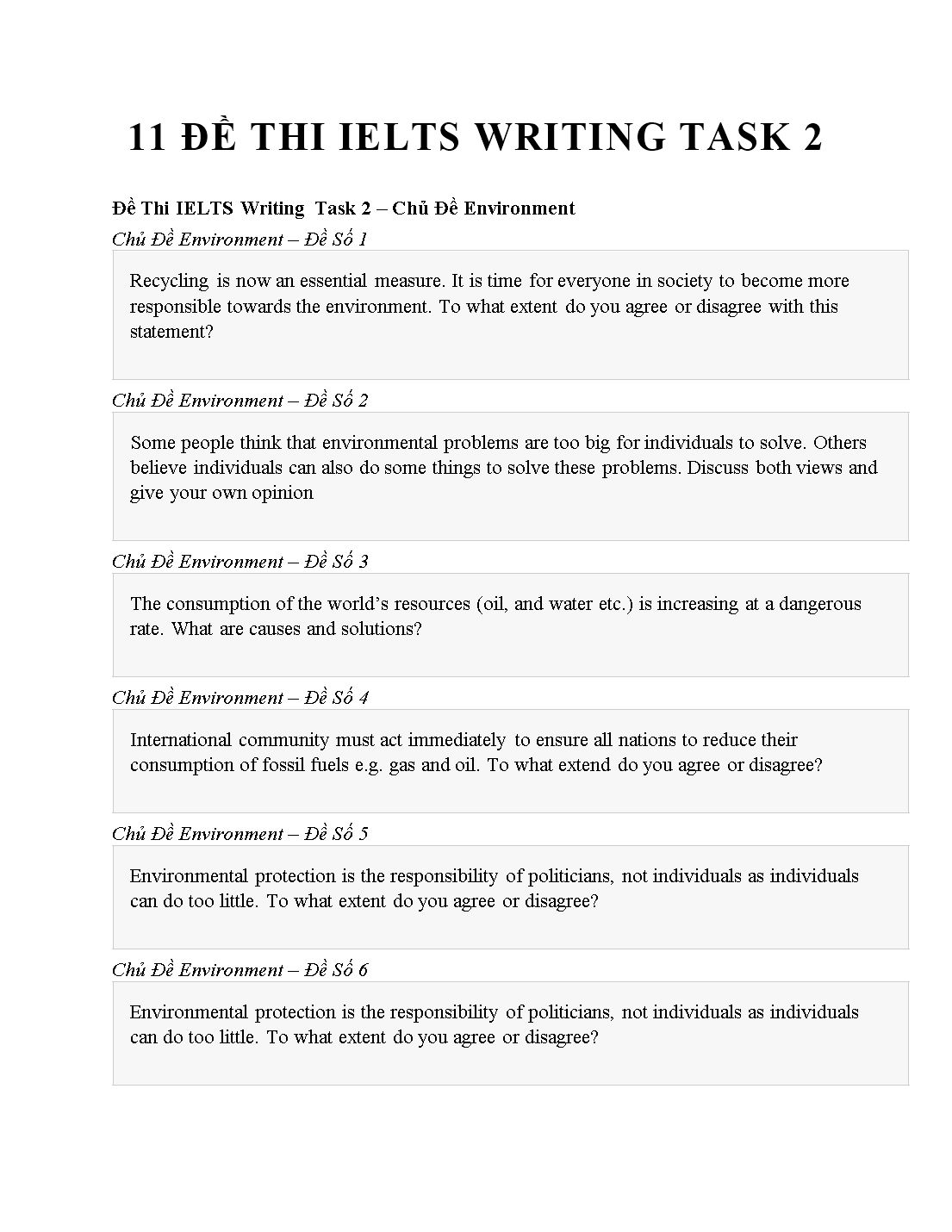 11 đề thi Ielts writing task 2 trang 1