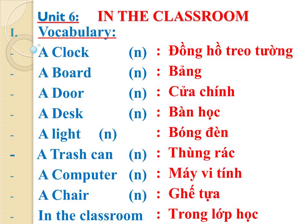 Bài giảng Tiếng Anh Lớp 4 - Unit 6: In the classroom trang 10