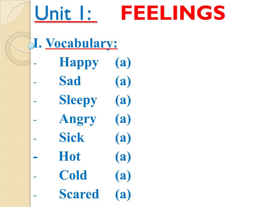 Bài giảng Tiếng Anh Lớp 2 - Unit 1: Feelings trang 1