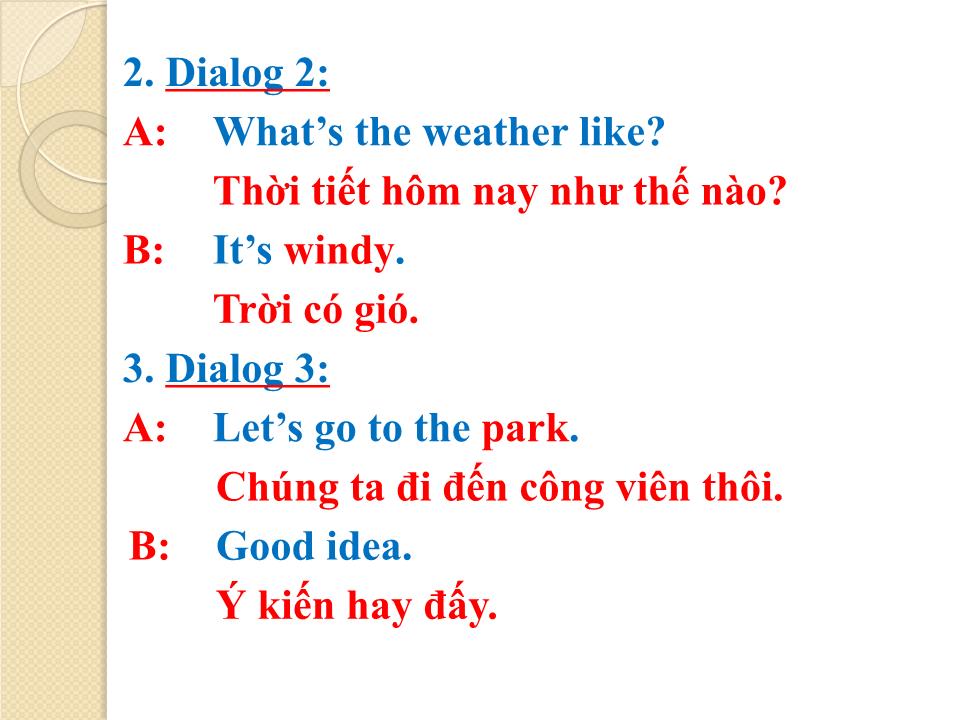 Bài giảng Tiếng Anh Lớp 2 - Unit 3: Weather trang 10