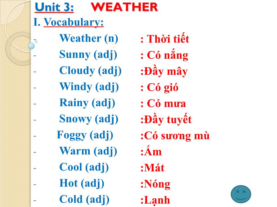 Bài giảng Tiếng Anh Lớp 2 - Unit 3: Weather trang 4