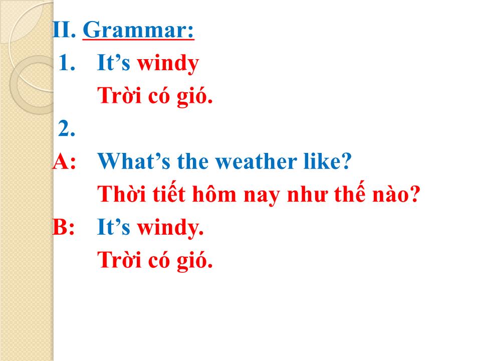 Bài giảng Tiếng Anh Lớp 2 - Unit 3: Weather trang 5