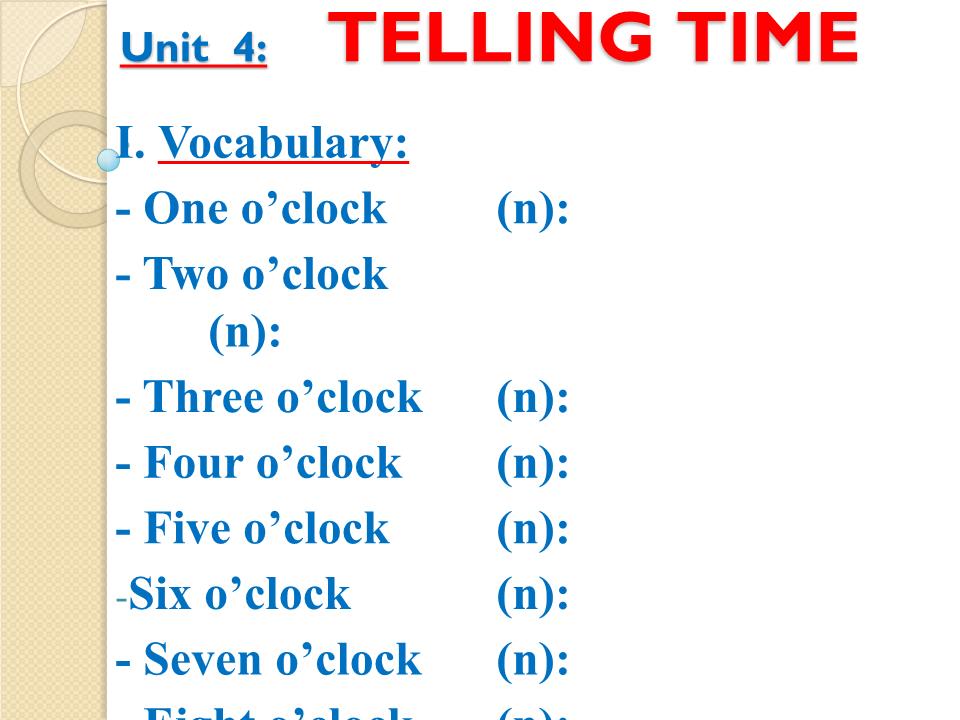 Bài giảng Tiếng Anh Lớp 2 - Unit 4: Telling time trang 1