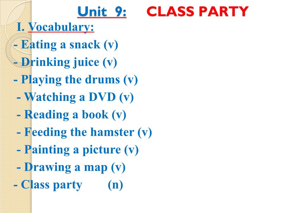 Bài giảng Tiếng Anh Lớp 2 - Unit 9: Class party trang 1