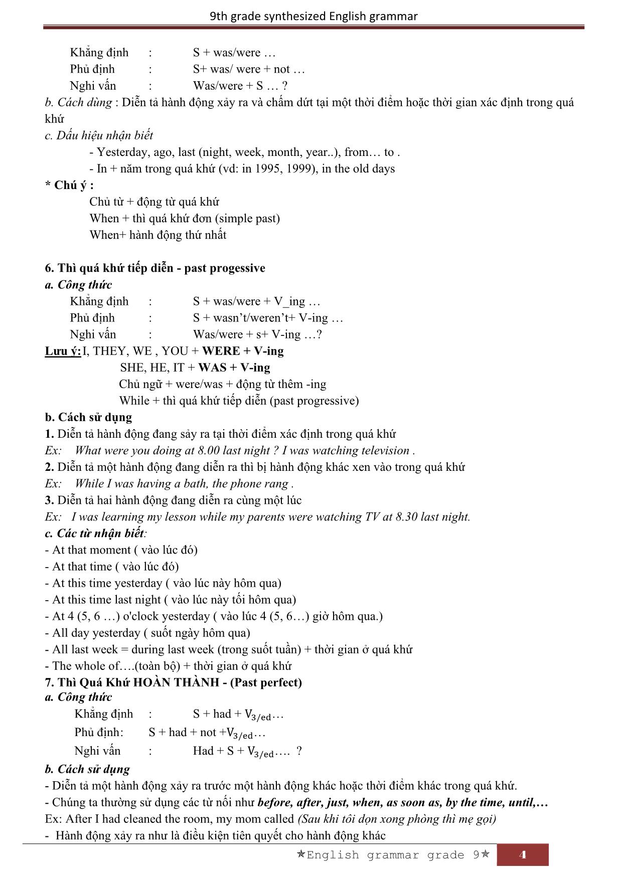 Tổng hợp Ngữ pháp Tiếng Anh Lớp 9 trang 4