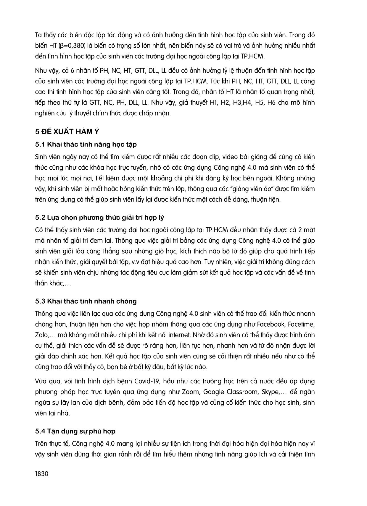 Ảnh hưởng của các nhân tố tiện ích từ việc ứng dụng công nghệ 4.0 đến tình hình học tập của sinh viên ngành quản trị kinh doanh các trường Đại học ngoài công lập tại thành phố Hồ Chí Minh trang 5