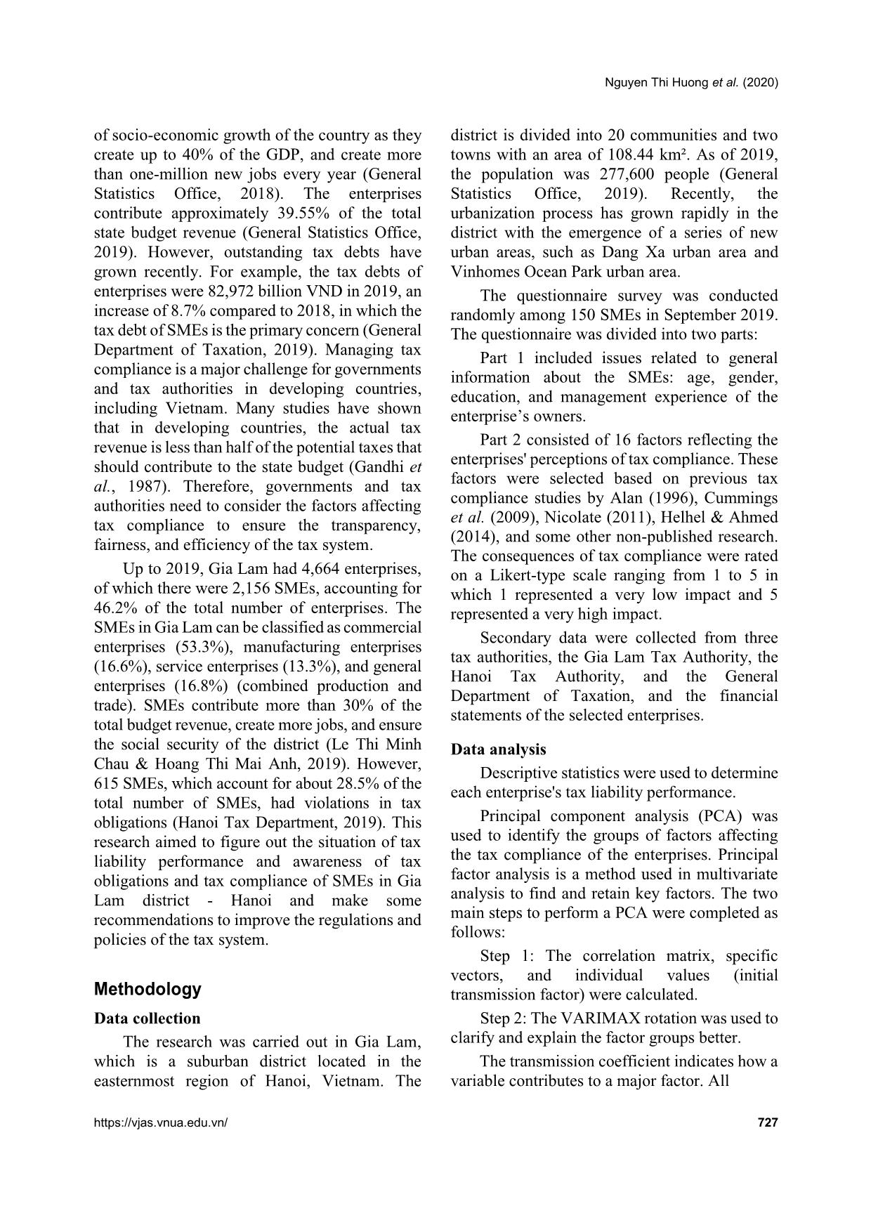 A study on the tax obligations and perceived tax compliance of small and medium enterprises (smes) in Gia Lam, Ha Noi trang 2