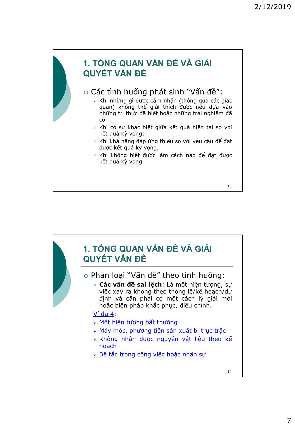 Bài giảng Kỹ năng giải quyết vấn đề và ra quyết định - Lê Văn Hảo trang 7