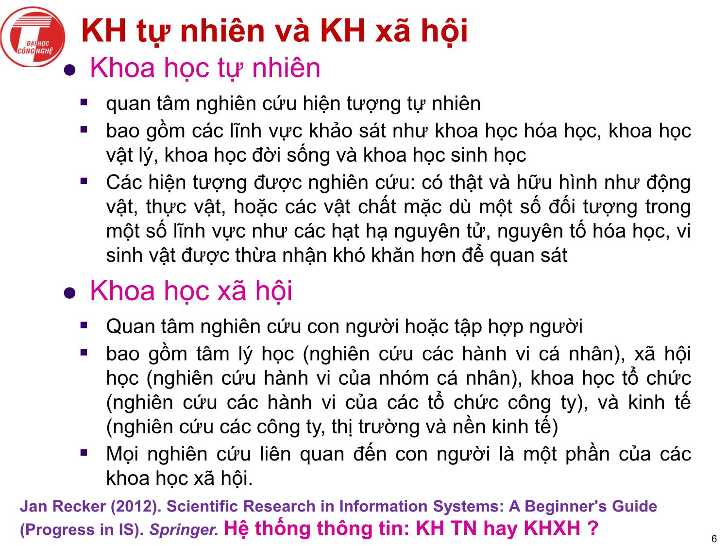 Bài giảng Nghiên cứu khoa học bậc nghiên cứu sinh tiến sỹ hệ thống thông tin - Chương 1: Giới thiệu chung về nghiên cứu khoa học bậc nghiên cứu sinh tiến sỹ trang 6