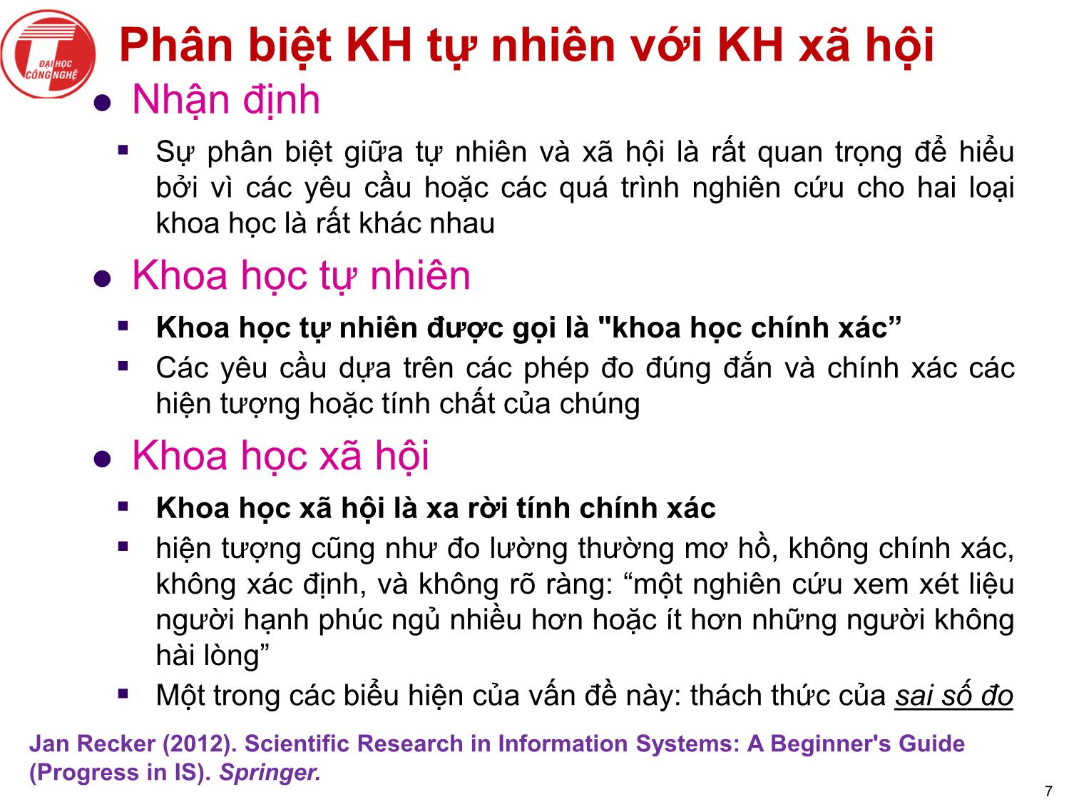 Bài giảng Nghiên cứu khoa học bậc nghiên cứu sinh tiến sỹ hệ thống thông tin - Chương 1: Giới thiệu chung về nghiên cứu khoa học bậc nghiên cứu sinh tiến sỹ trang 7