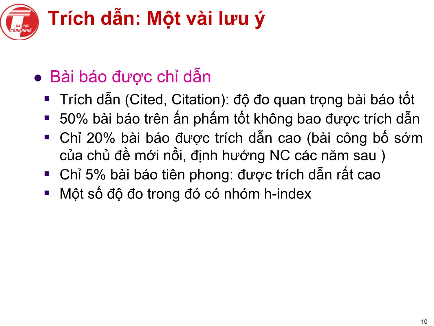 Bài giảng Nghiên cứu khoa học bậc nghiên cứu sinh tiến sỹ hệ thống thông tin - Chương 3: Công bố kết quả nghiên cứu trang 10