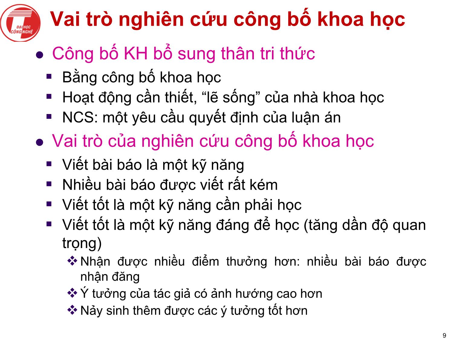 Bài giảng Nghiên cứu khoa học bậc nghiên cứu sinh tiến sỹ hệ thống thông tin - Chương 3: Công bố kết quả nghiên cứu trang 9