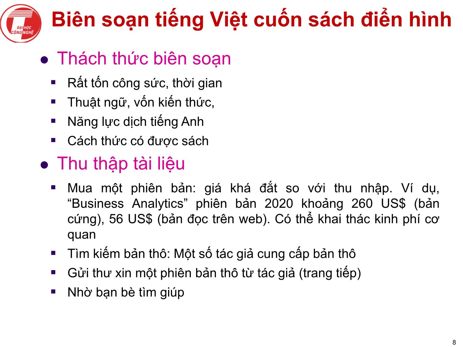 Bài giảngNghiên cứu khoa học bậc sau đại học - Chương 3: Tiến hành nghiên cứu trang 8