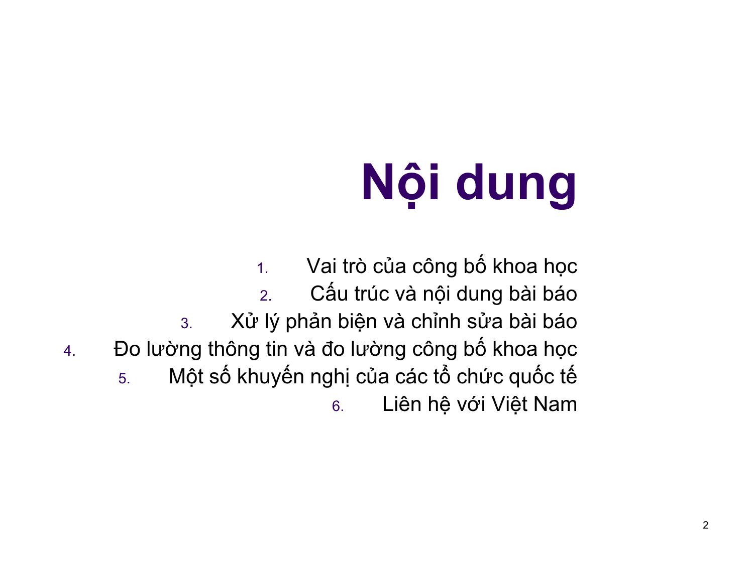 Bài giảngNghiên cứu khoa học bậc sau đại học - Chương 4: Công bố kết quả nghiên cứu trang 2