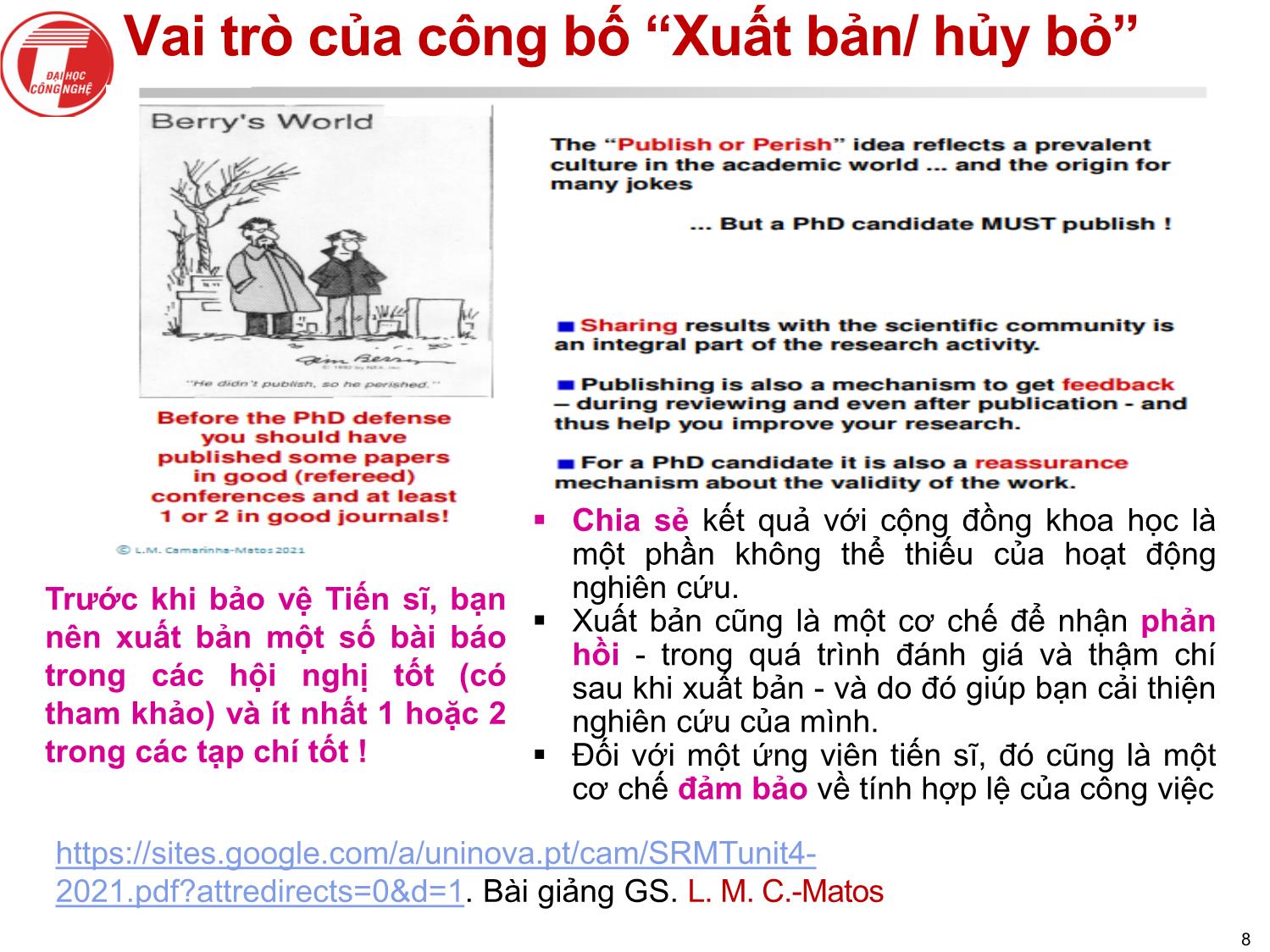 Bài giảngNghiên cứu khoa học bậc sau đại học - Chương 4: Công bố kết quả nghiên cứu trang 8