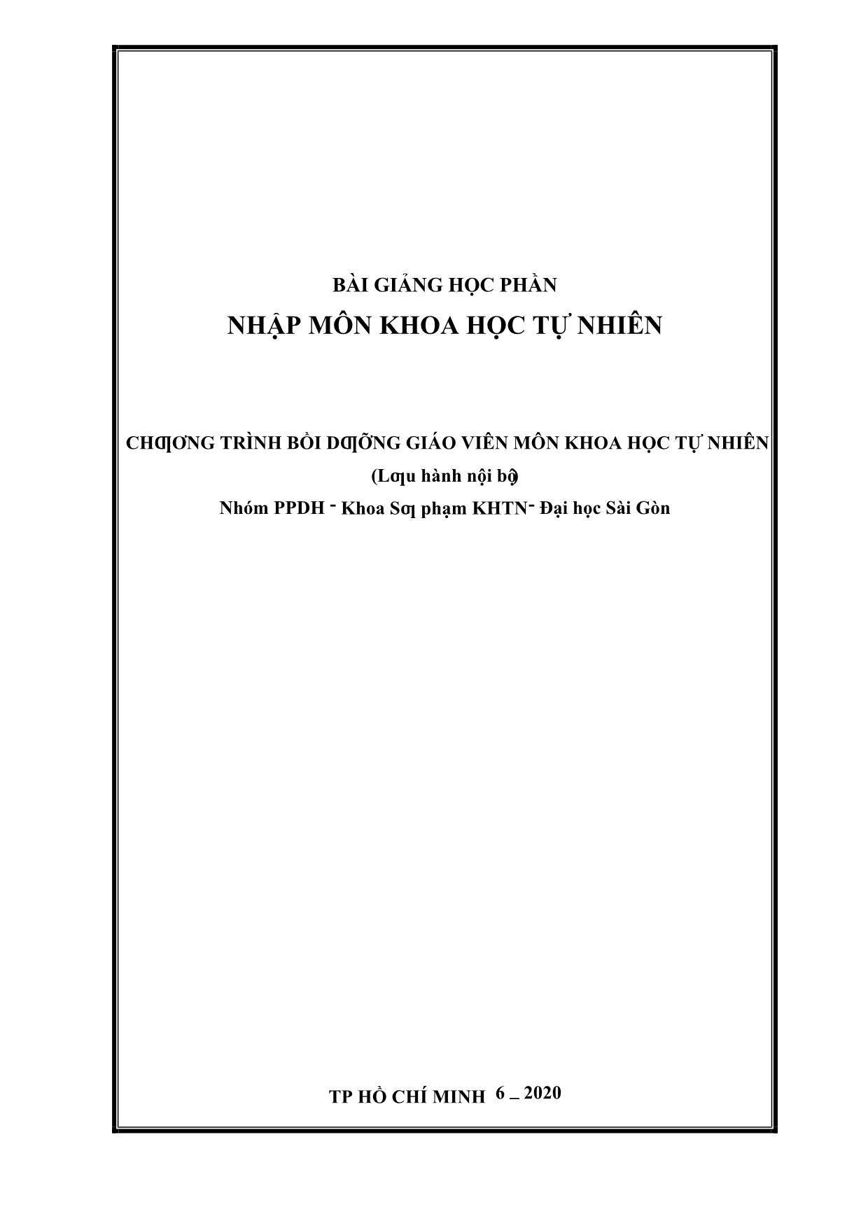 Giáo trình Nhập môn khoa học tự nhiên trang 1