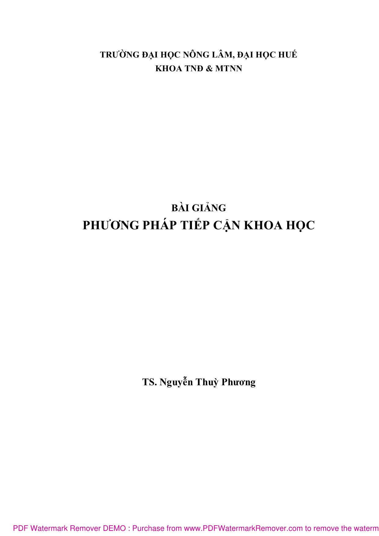 Giáo trình Phương pháp tiếp cận khoa học trang 1