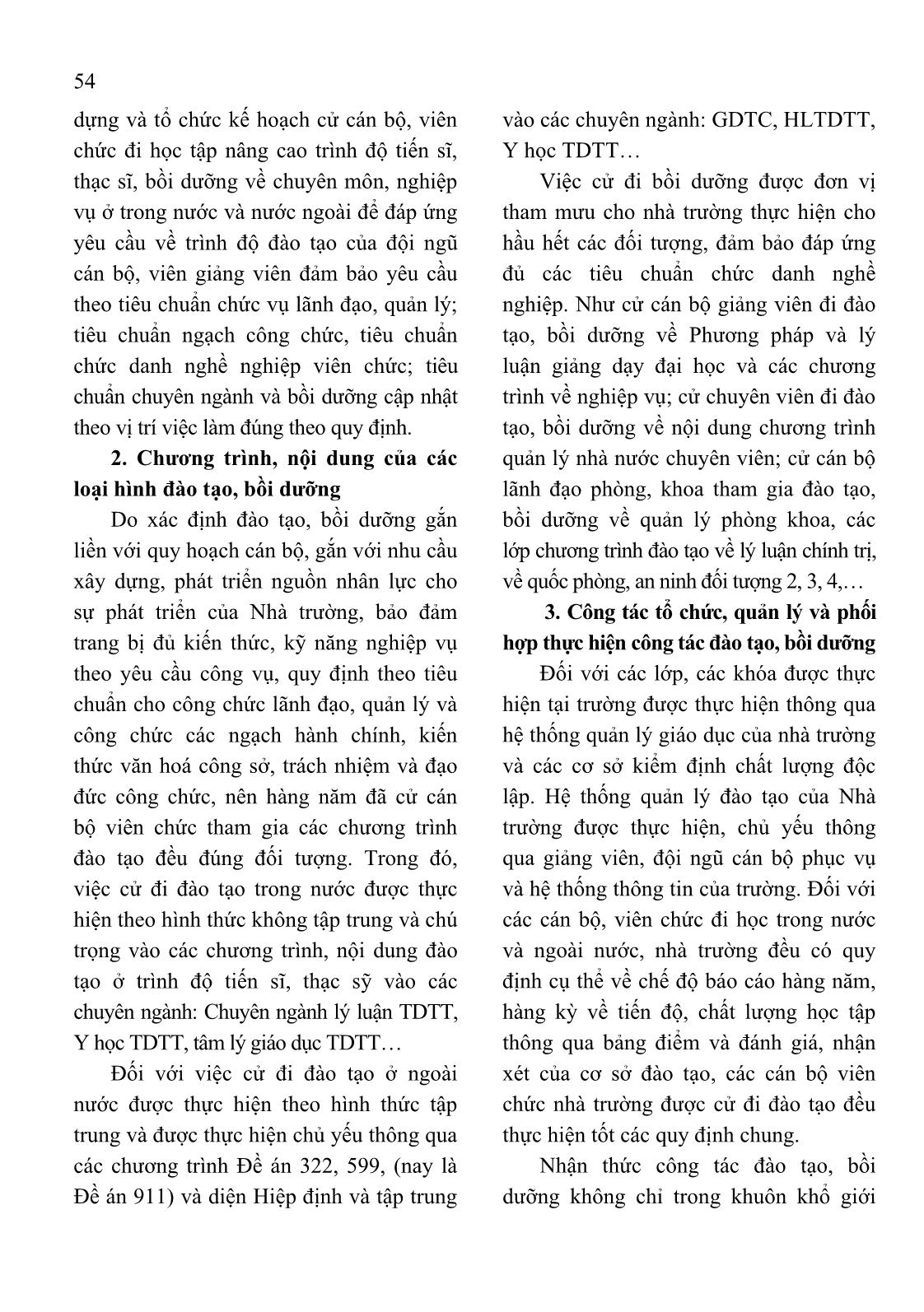 Công tác đào tạo, bồi dưỡng cán bộ trường đại học sư phạm thể dục thể thao Hà Nội hướng tới mục tiêu nâng cao chất lượng đào tạo giáo viên giáo dục thể chất ở Việt Nam trang 3