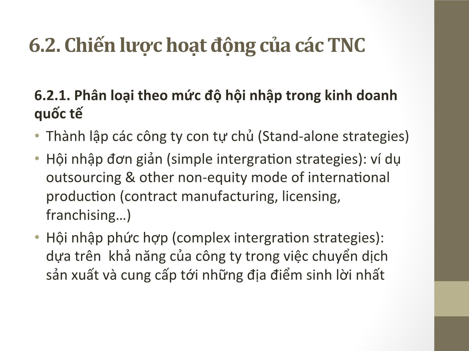 Bài giảng Đầu tư quốc tế - Chương 6: Các TNC trong hoạt động đầu tư quốc  tế - Phạm Thành Hiền Thục trang 5