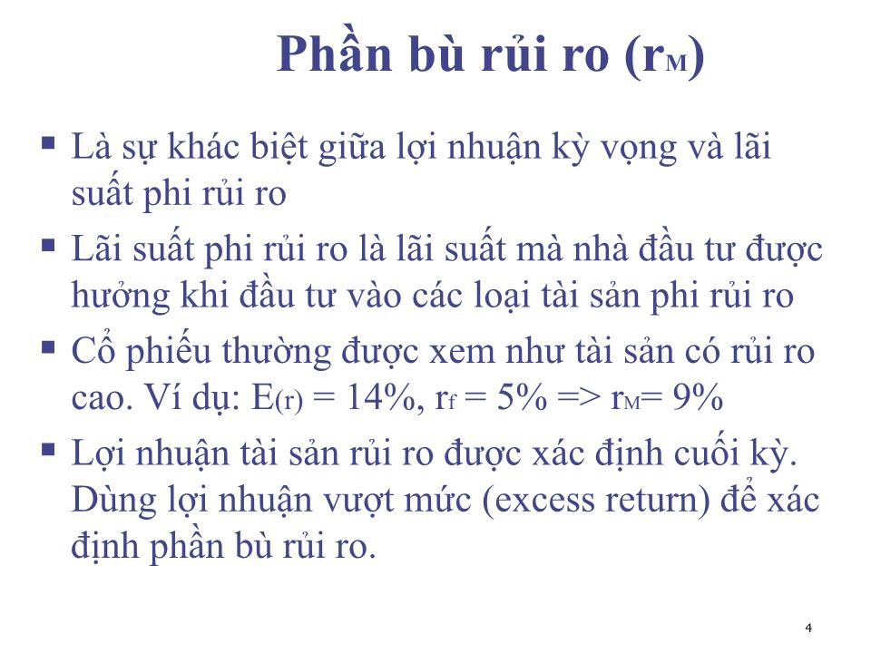 Bài giảng Đầu tư tài chính - Chương 2: Độ E ngại rủi ro và chiến lược phân phối tài sản - Phạm Hữu Hồng Thái trang 4