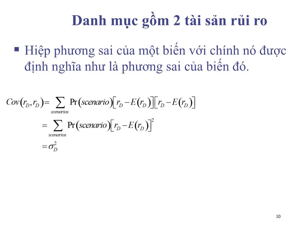 Bài giảng Đầu tư tài chính - Chương 3: Danh mục rủi ro tối ưu - Phạm Hữu Hồng Thái trang 10