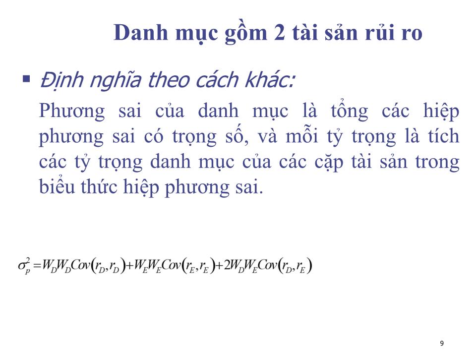 Bài giảng Đầu tư tài chính - Chương 3: Danh mục rủi ro tối ưu - Phạm Hữu Hồng Thái trang 9