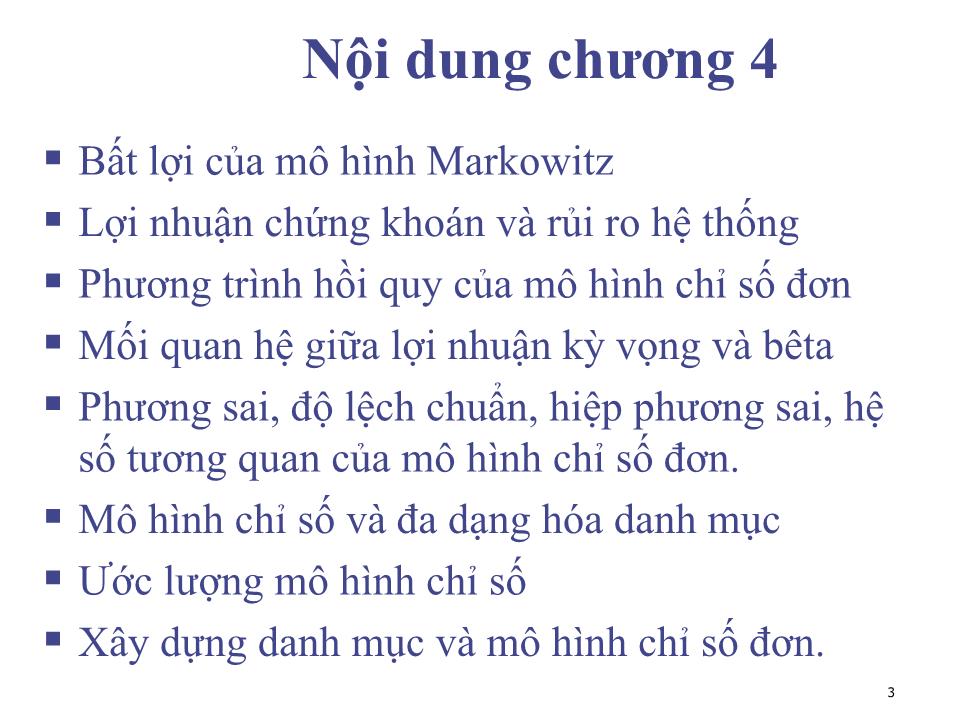 Bài giảng Đầu tư tài chính - Chương 4: Mô hình chỉ số đơn - Phạm Hữu Hồng Thái trang 3