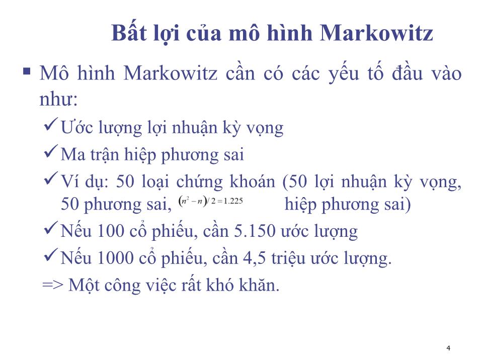 Bài giảng Đầu tư tài chính - Chương 4: Mô hình chỉ số đơn - Phạm Hữu Hồng Thái trang 4