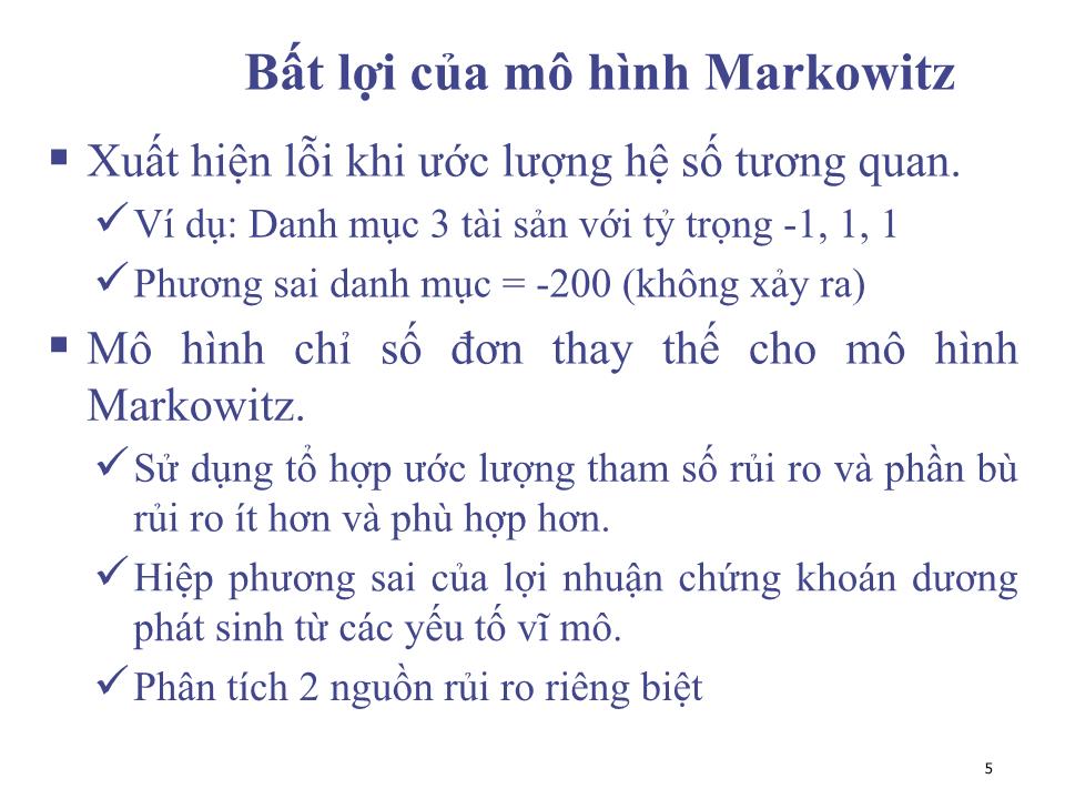 Bài giảng Đầu tư tài chính - Chương 4: Mô hình chỉ số đơn - Phạm Hữu Hồng Thái trang 5