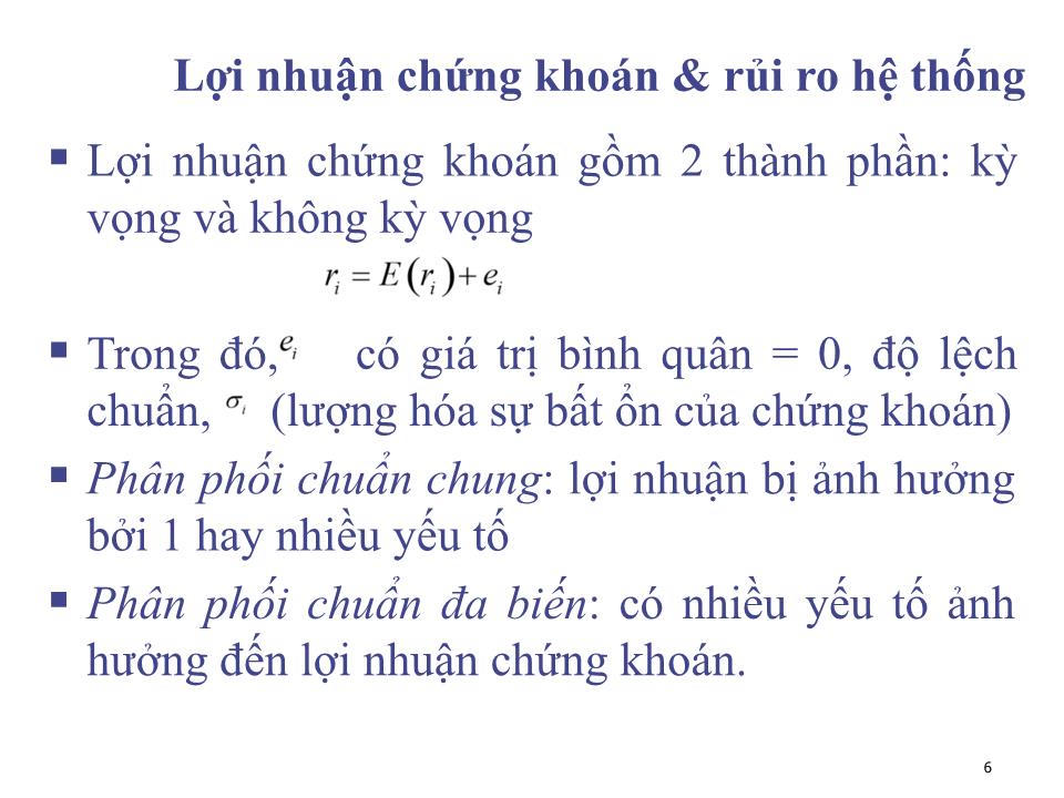 Bài giảng Đầu tư tài chính - Chương 4: Mô hình chỉ số đơn - Phạm Hữu Hồng Thái trang 6