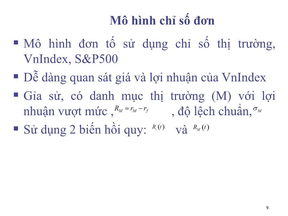 Bài giảng Đầu tư tài chính - Chương 4: Mô hình chỉ số đơn - Phạm Hữu Hồng Thái trang 9