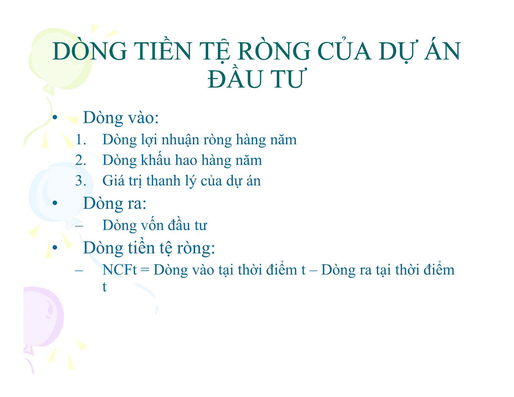 Bài giảng Đầu tư và hoạch định ngân quỹ đầu tư - Ngô Quang Huân trang 7