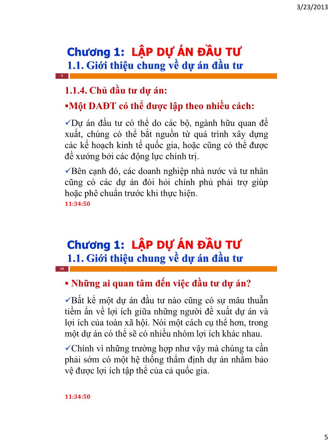 Bài giảng Lập và thẩm định dự án đầu tư - Nguyễn Lê Hồng Vỹ trang 5