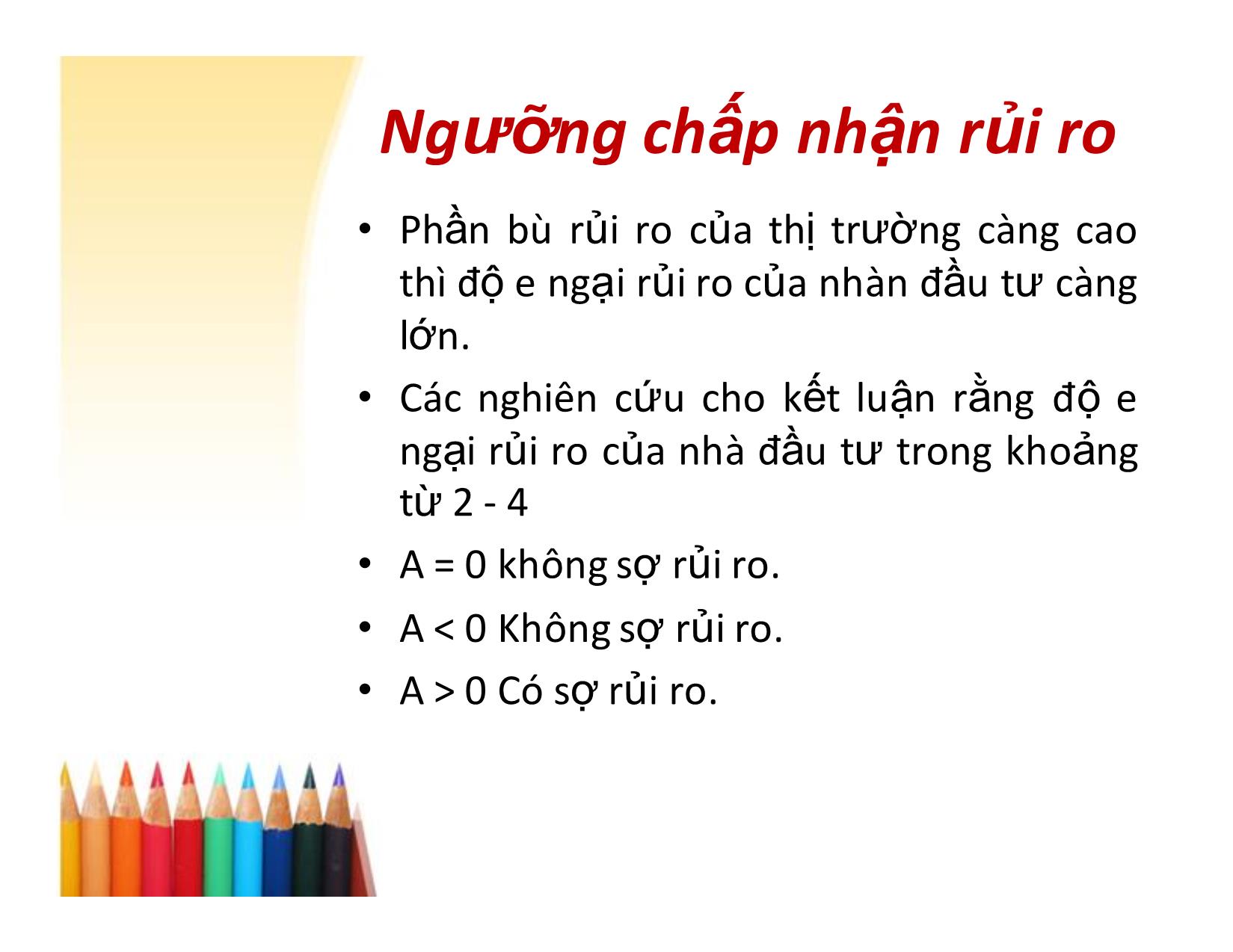 Bài giảng Ngưỡng chấp nhận rủi ro trang 10