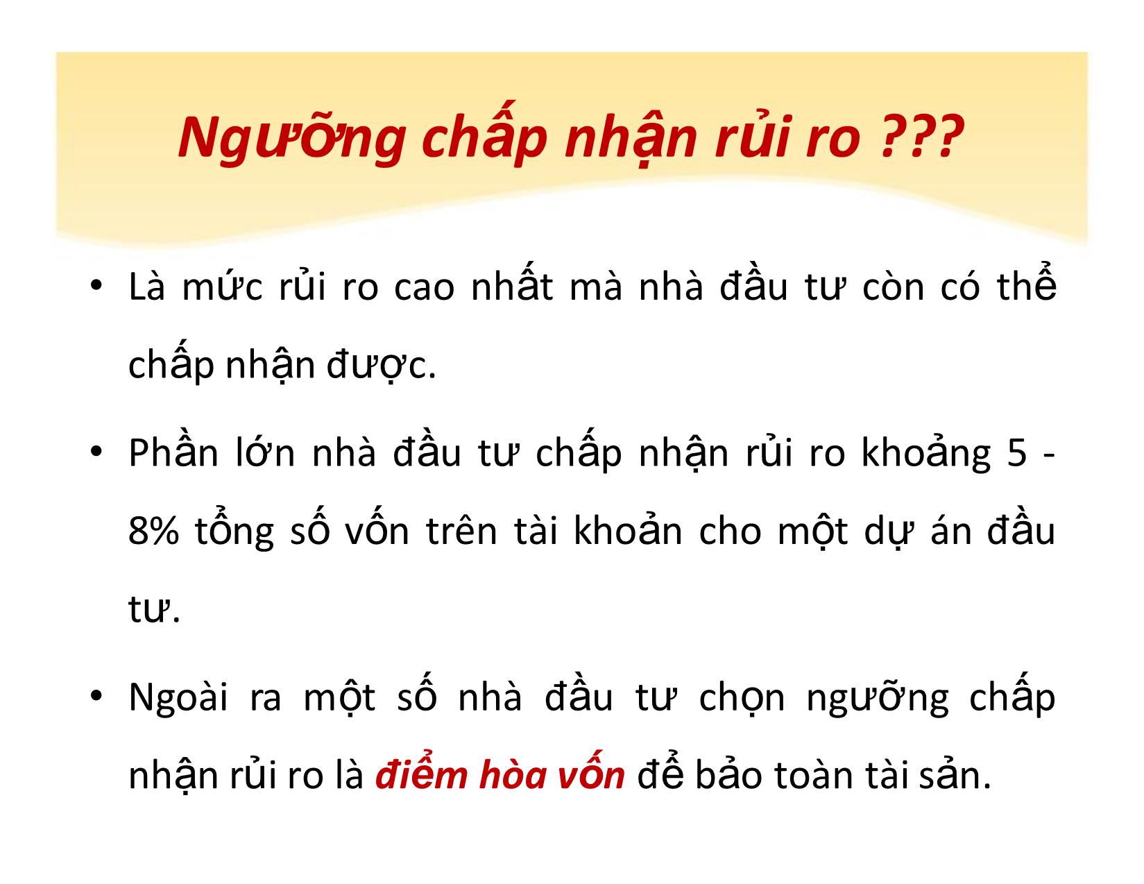 Bài giảng Ngưỡng chấp nhận rủi ro trang 2