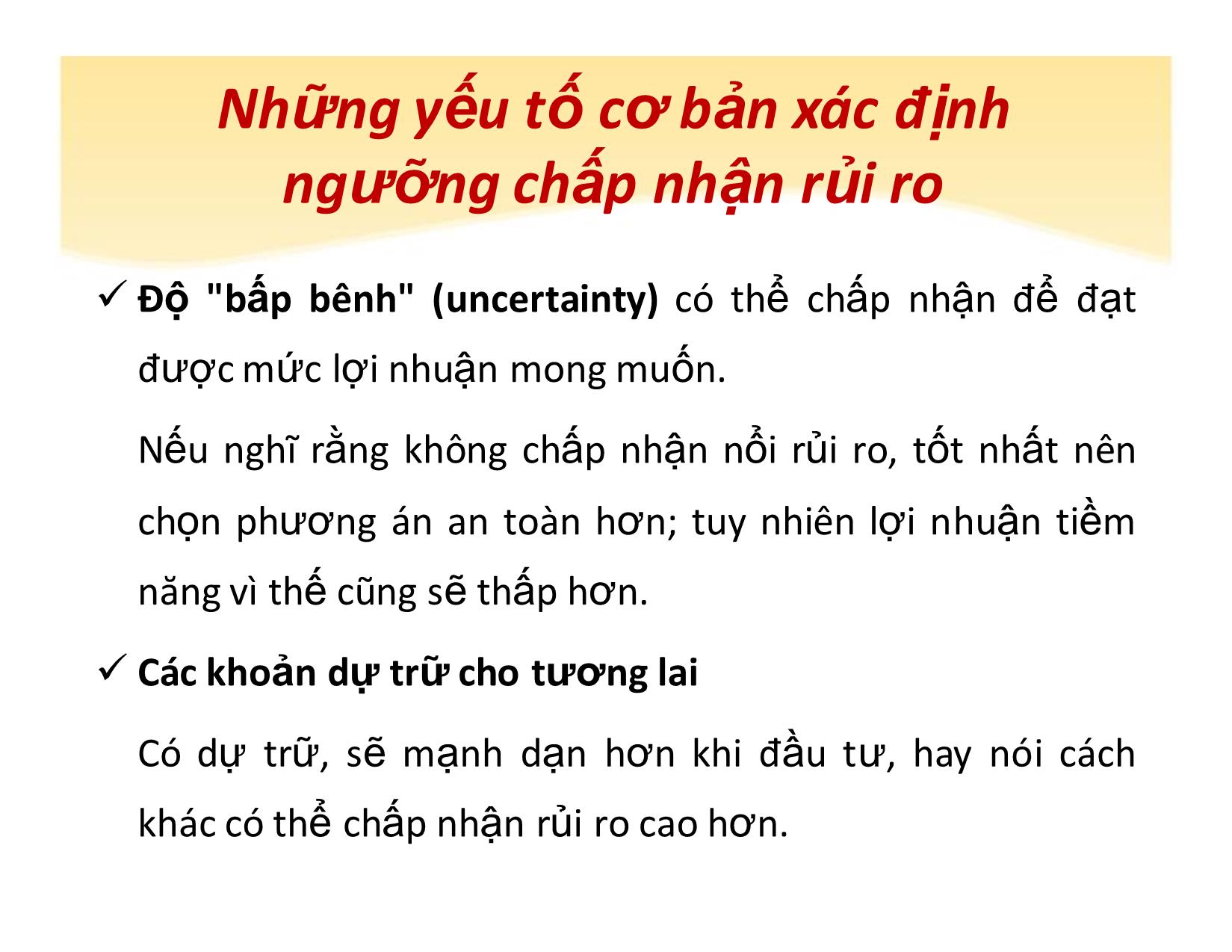 Bài giảng Ngưỡng chấp nhận rủi ro trang 8