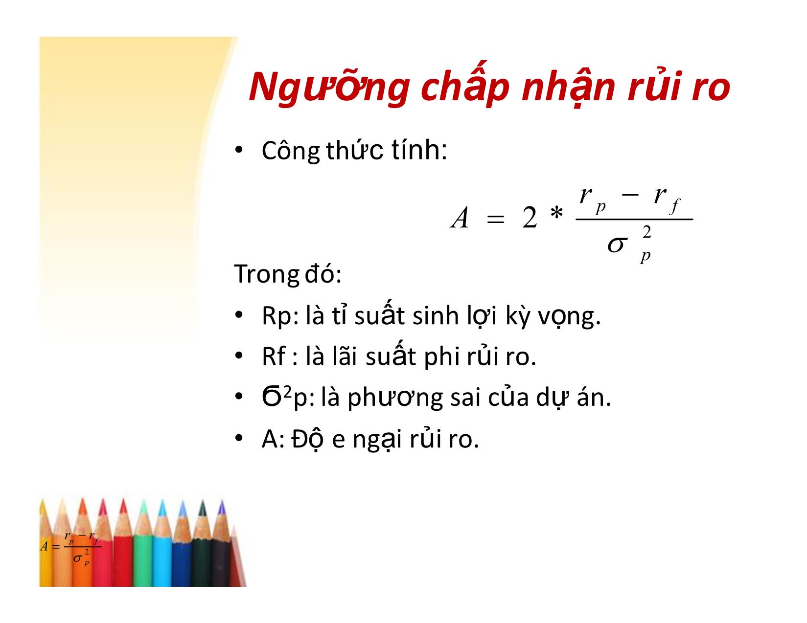 Bài giảng Ngưỡng chấp nhận rủi ro trang 9