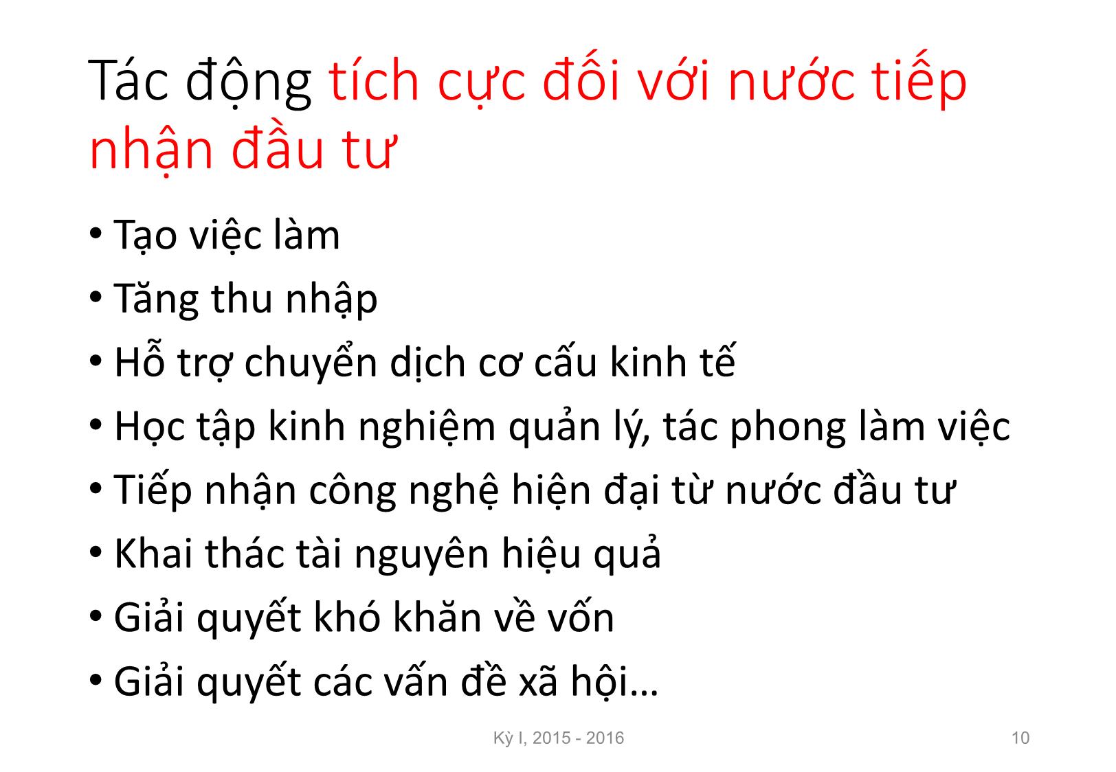 Bài giảng Nguyên lý đầu tư - Chương 5: Quan hệ quốc tế trong đầu tư - Nguyễn Thị Minh Thu trang 10