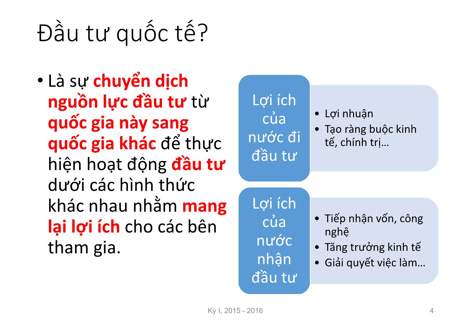 Bài giảng Nguyên lý đầu tư - Chương 5: Quan hệ quốc tế trong đầu tư - Nguyễn Thị Minh Thu trang 4