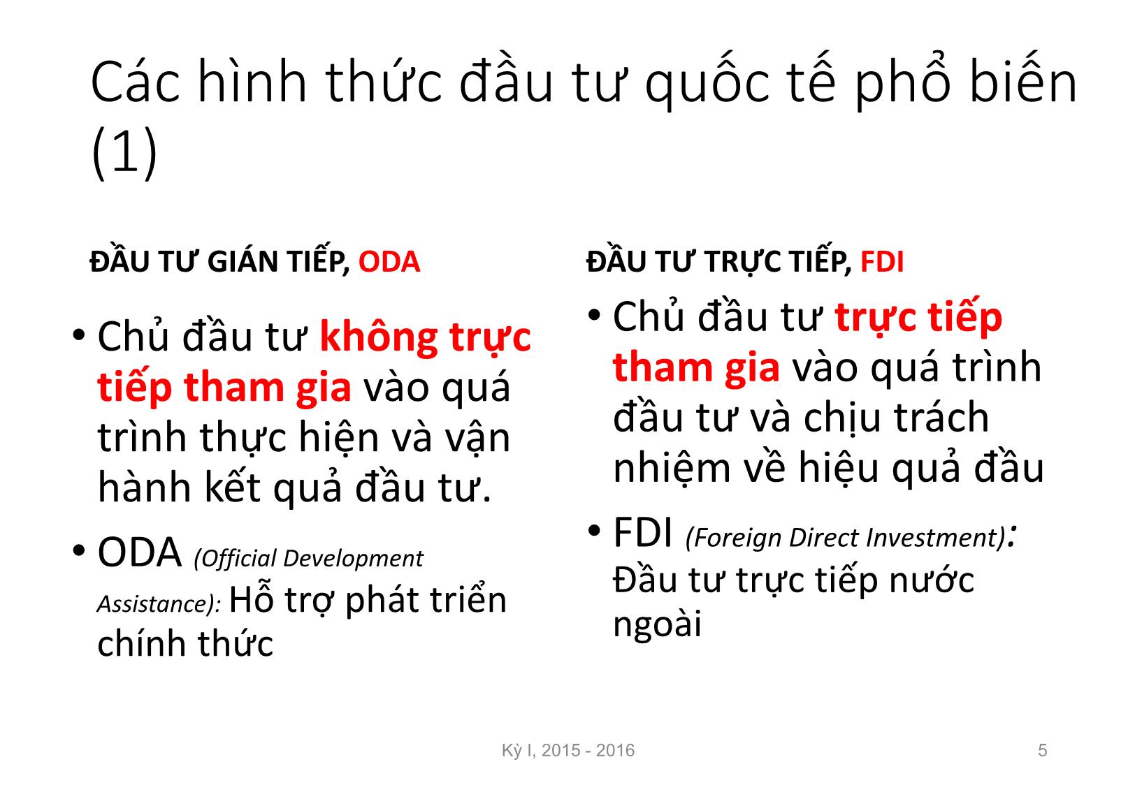 Bài giảng Nguyên lý đầu tư - Chương 5: Quan hệ quốc tế trong đầu tư - Nguyễn Thị Minh Thu trang 5