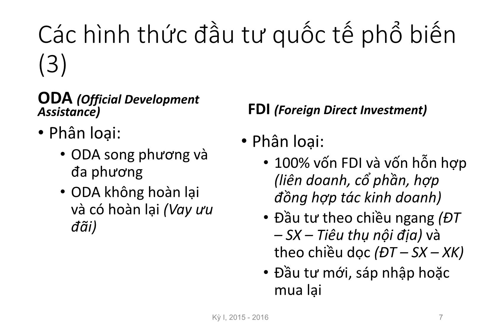 Bài giảng Nguyên lý đầu tư - Chương 5: Quan hệ quốc tế trong đầu tư - Nguyễn Thị Minh Thu trang 7