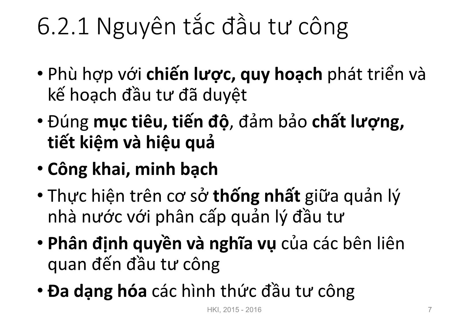 Bài giảng Nguyên lý đầu tư - Chương 6: Đầu tư công - Nguyễn Thị Minh Thu trang 7