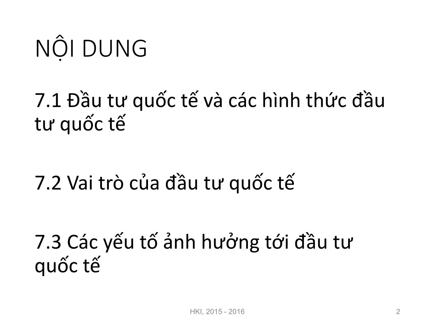 Bài giảng Nguyên lý đầu tư - Chương 7: Đầu tư quốc tế - Nguyễn Thị Minh Thu trang 2