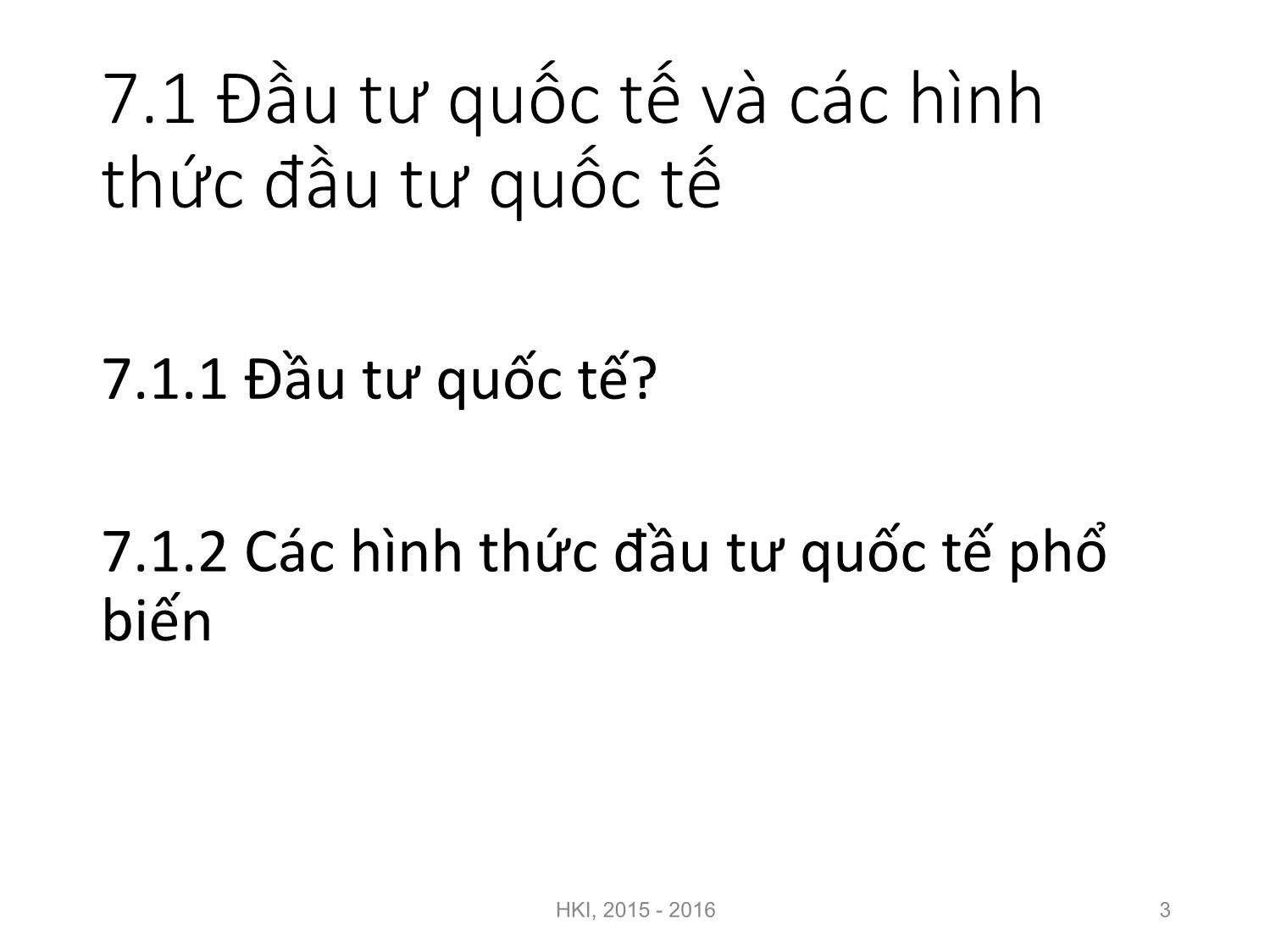 Bài giảng Nguyên lý đầu tư - Chương 7: Đầu tư quốc tế - Nguyễn Thị Minh Thu trang 3