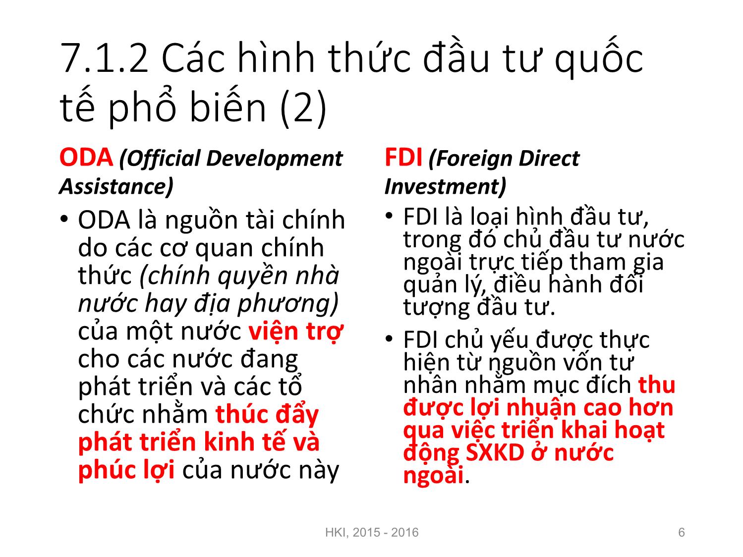 Bài giảng Nguyên lý đầu tư - Chương 7: Đầu tư quốc tế - Nguyễn Thị Minh Thu trang 6