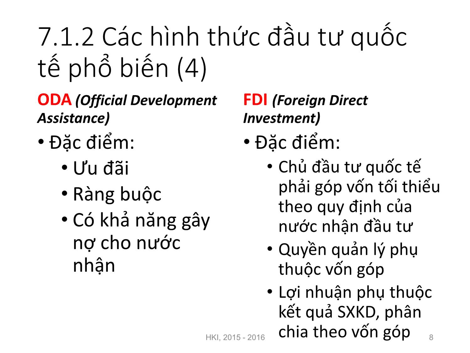 Bài giảng Nguyên lý đầu tư - Chương 7: Đầu tư quốc tế - Nguyễn Thị Minh Thu trang 8