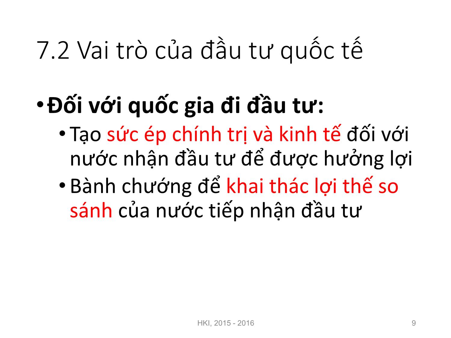 Bài giảng Nguyên lý đầu tư - Chương 7: Đầu tư quốc tế - Nguyễn Thị Minh Thu trang 9