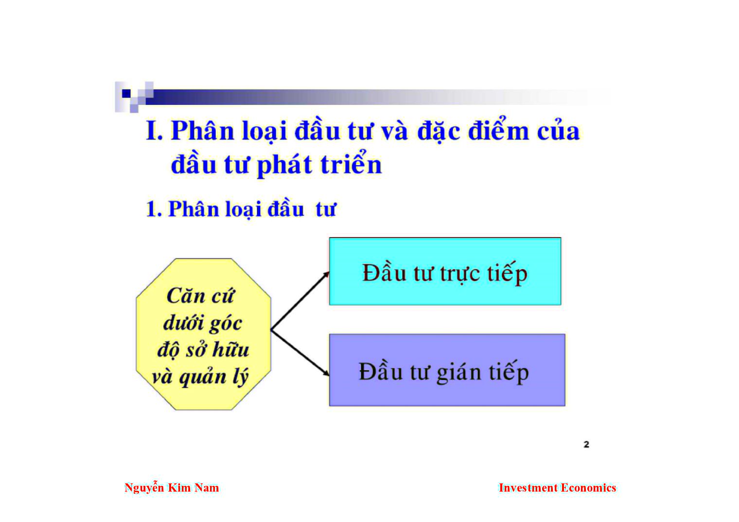 Bài giảng Kinh tế đầu tư - Chương 2: Những vấn đề lý luận chung về đầu tư phát triển - Nguyễn Kim Nam trang 2